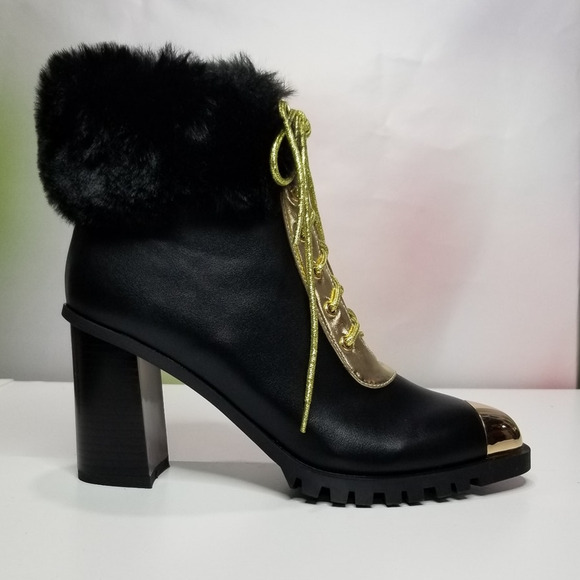 Things II Come Maliyana Lace-Up Embellished Block-Heel Booties Size 7.5 NWT - Picture 5 of 9